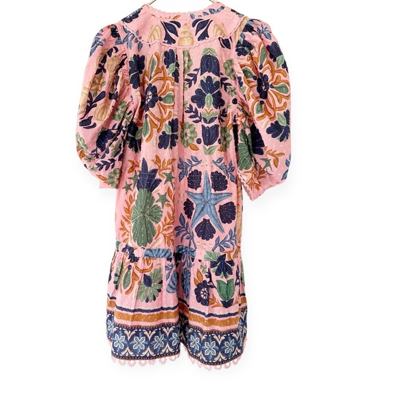 Farm Rio • Seashell Tapestry Short-Sleeve Mini Dress NWOT - Picture 3 of 16